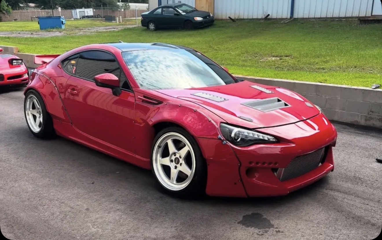 Detailed red custom sports coupe