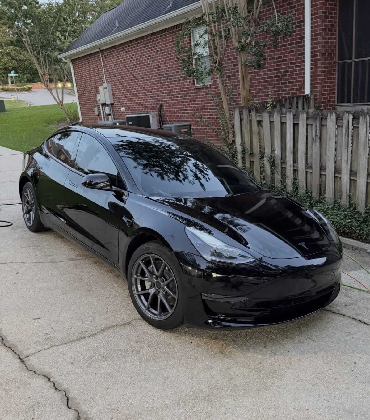 Glossy black Tesla detail