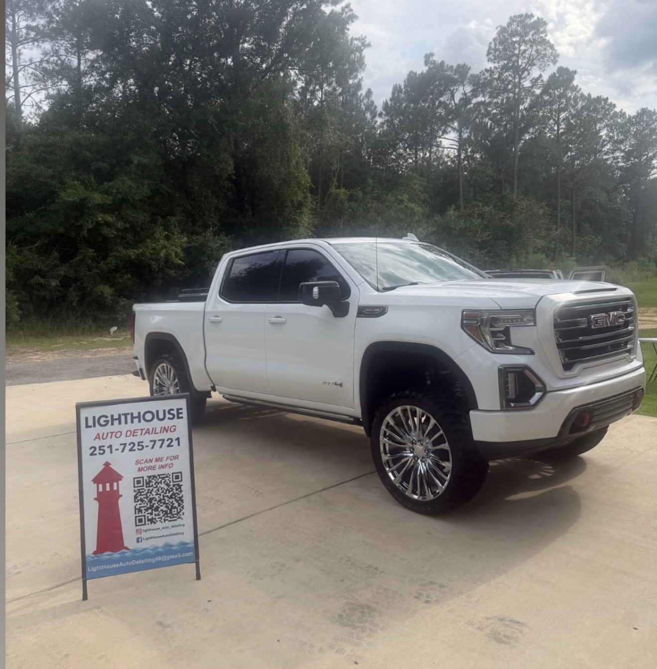 White GMC truck detail
